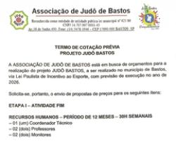 Termo de cotação prévia projeto Associação de Judô Bastos